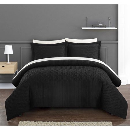 FIXTURESFIRST 3 Piece Jazzmyn Comforter Set - Black, King Size FI2542005